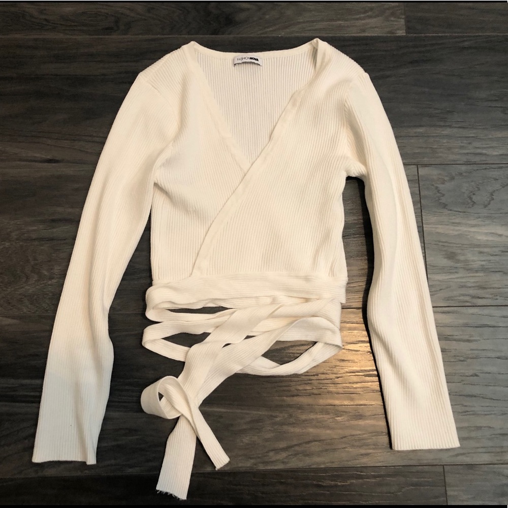 White wrap top